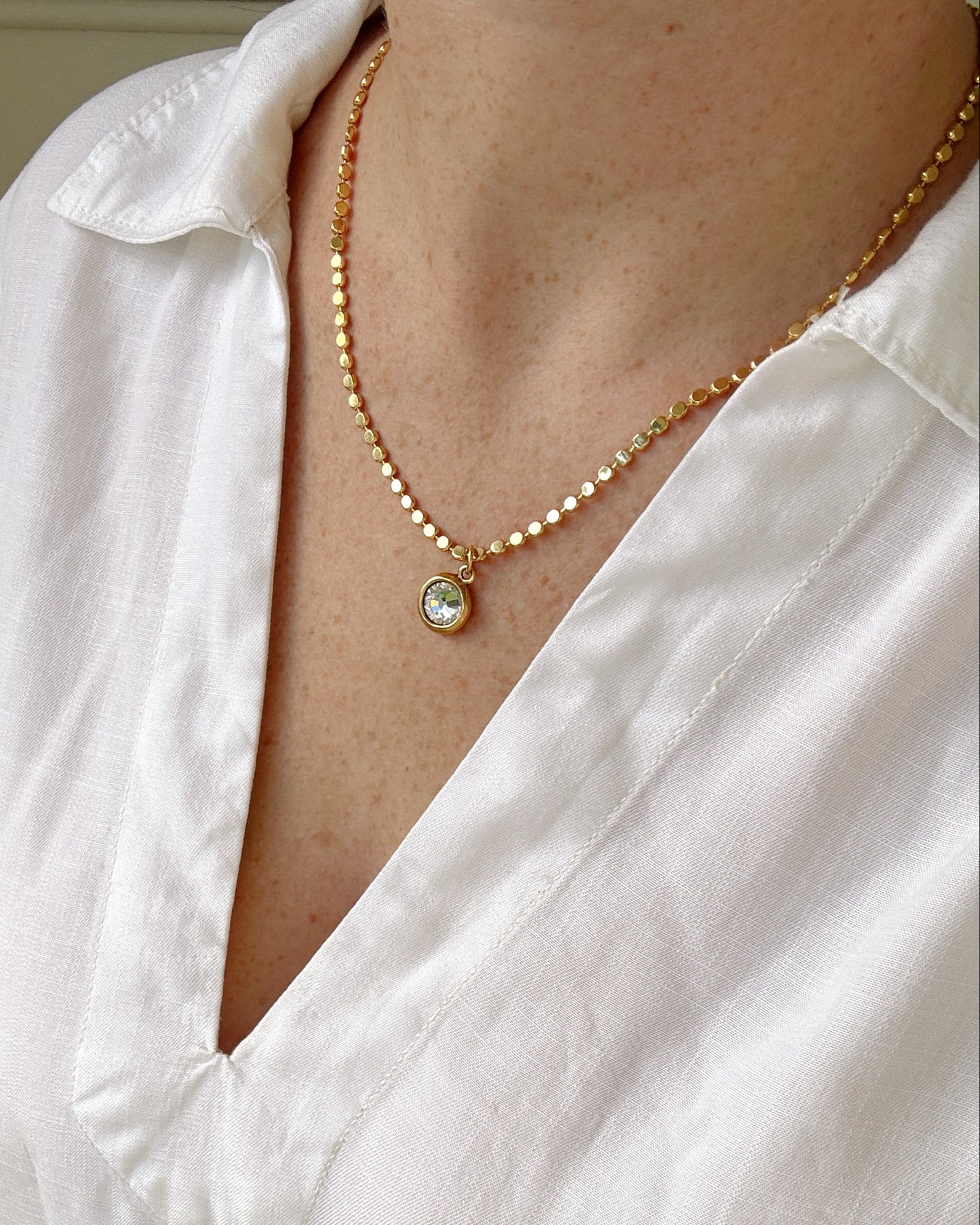 Coin Chain Bezel Necklace