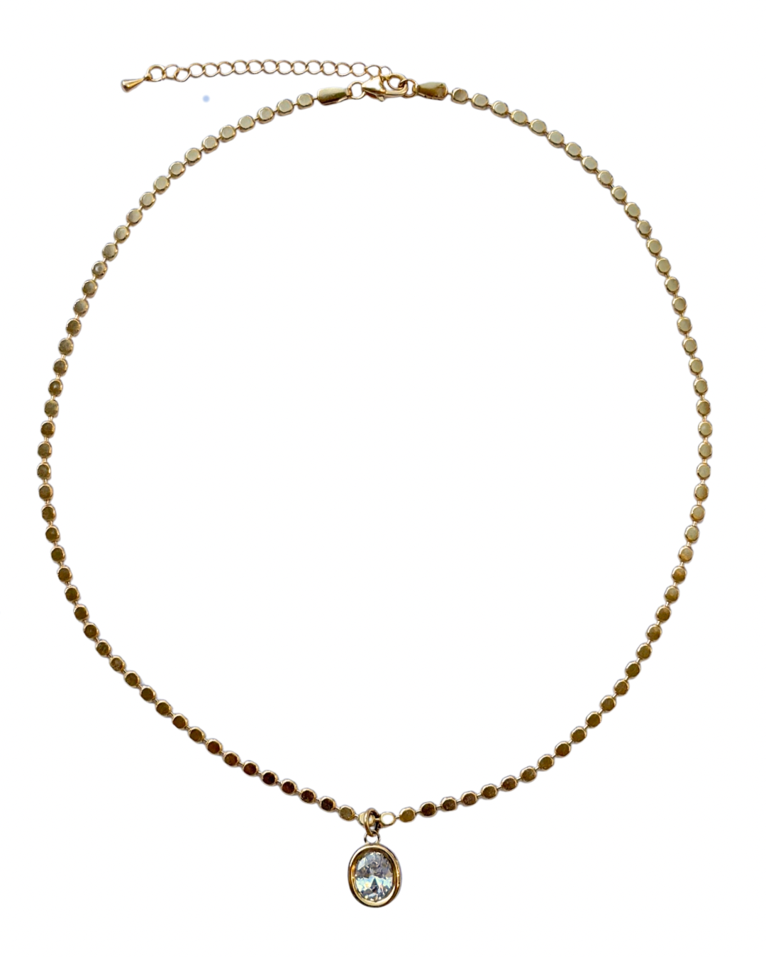 Oval Bezel Coin Chain Necklace