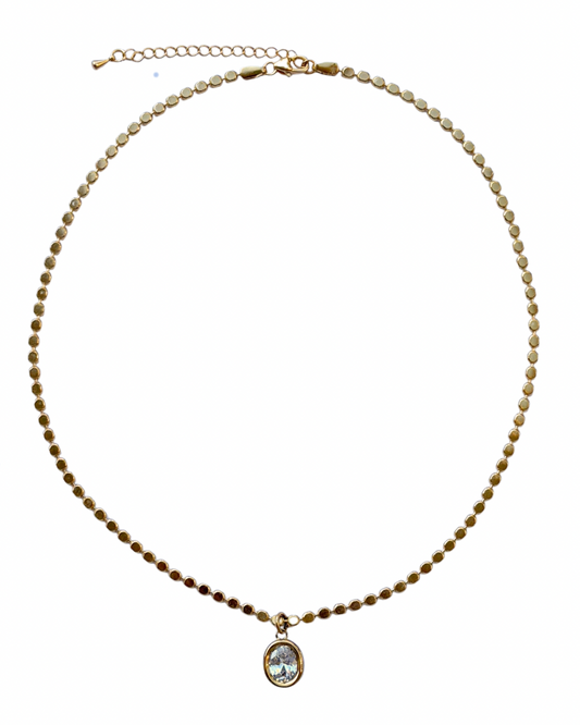 Oval Bezel Coin Chain Necklace