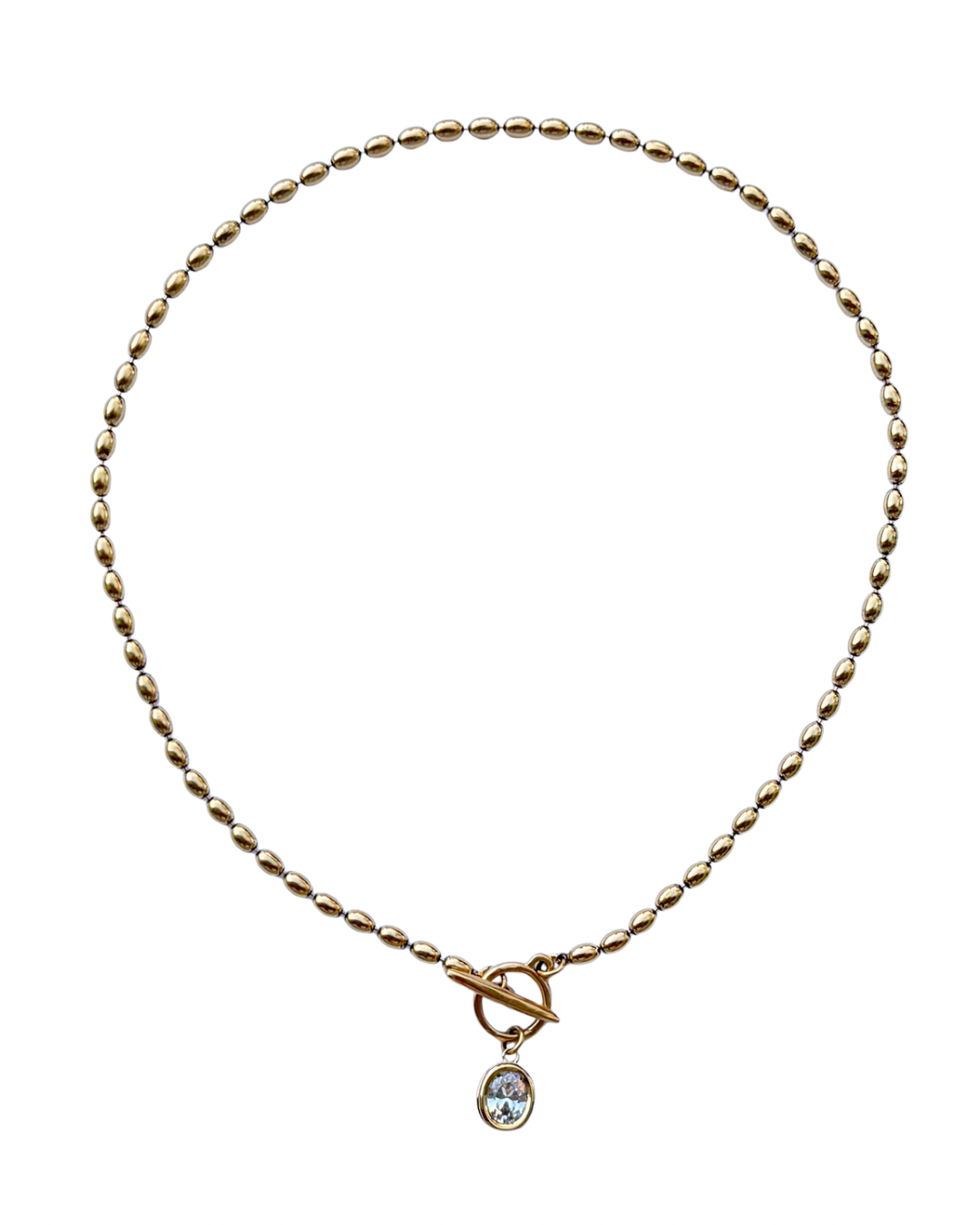 Oval Bezel Ball Chain Necklace
