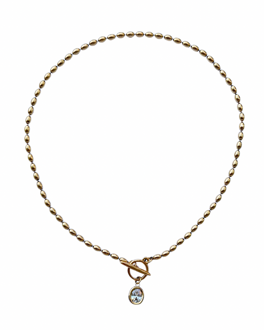 Oval Bezel Ball Chain Necklace